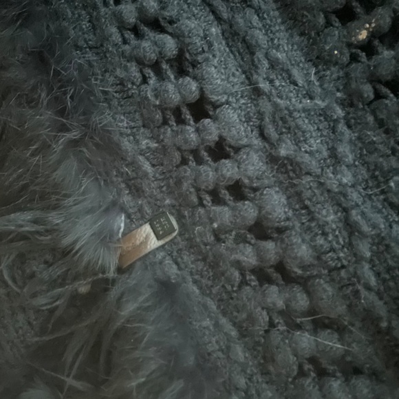 Rudsak Authentic black Rabbit fur and Wool infinity scarf - Picture 2 of 8